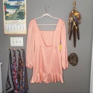Pink Long Sleeve Ruffle Dress - Size M